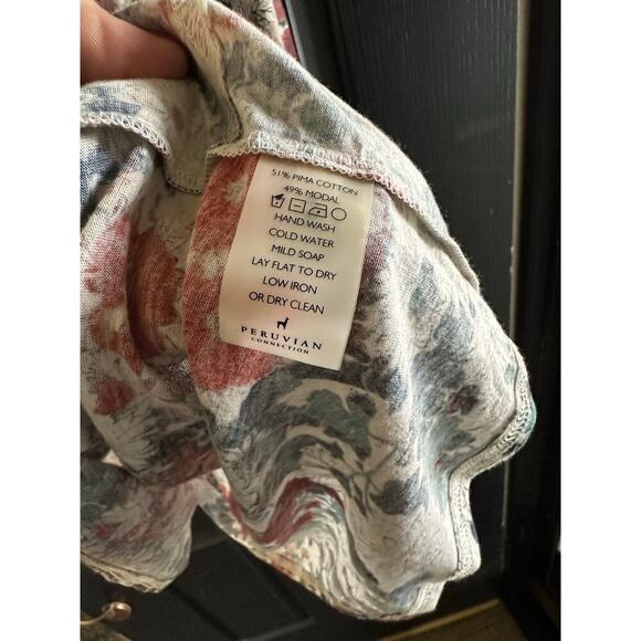 Peruvian Connection Floral Long Sleeve Button Baby Doll Dress Size Medium - Picture 7 of 9